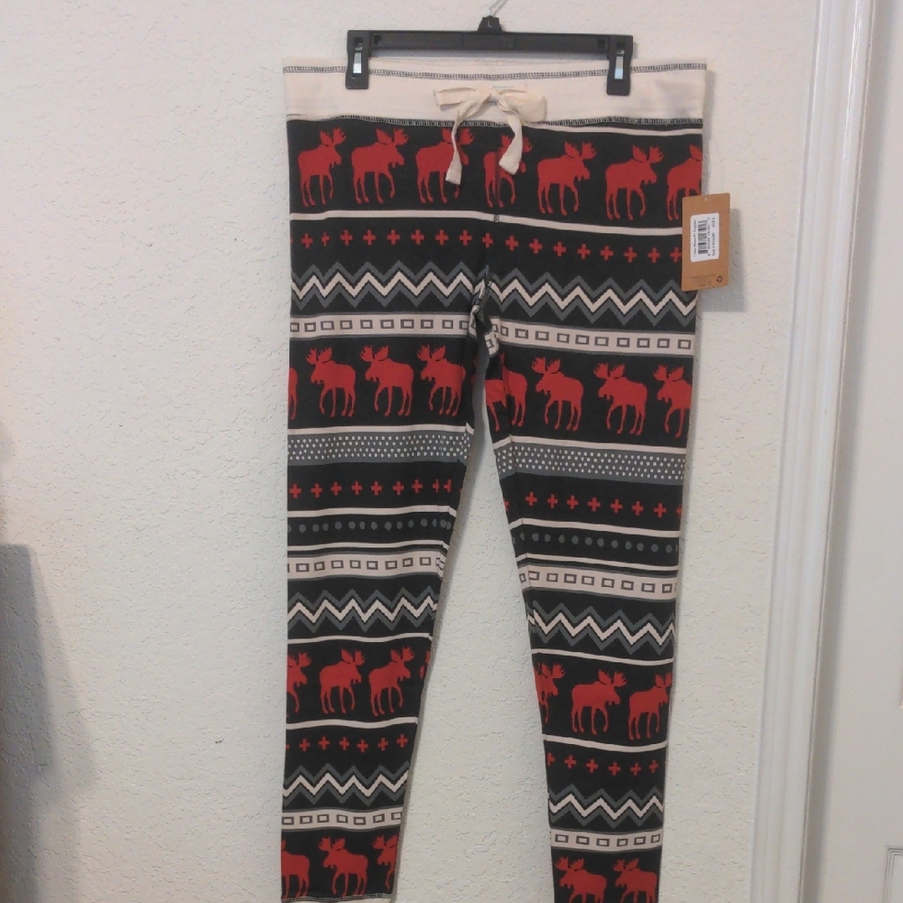 Lazyone Cabin Moose Women's PJ Bottom Leggings. Sise L NWT